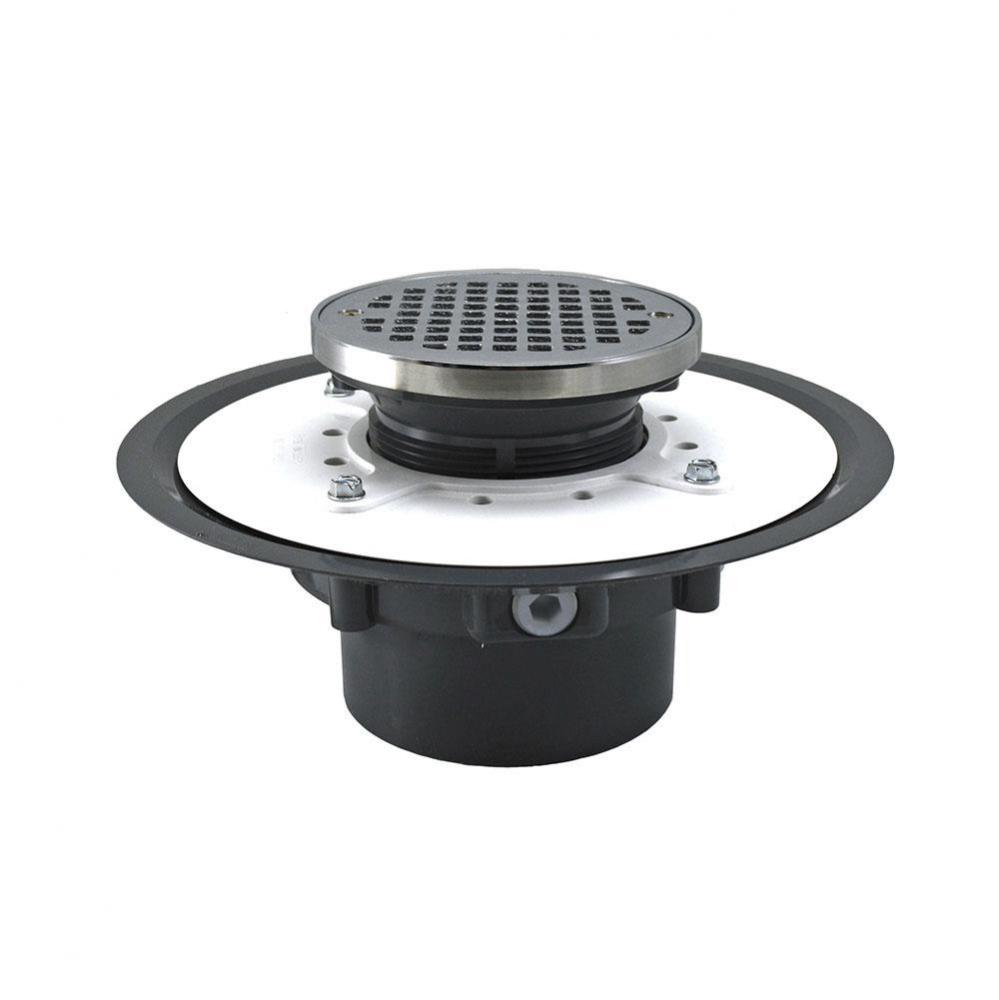 4'' Heavy Duty PVC Drain Base with 3-1/2'' Plastic Spud and 5'' Chro