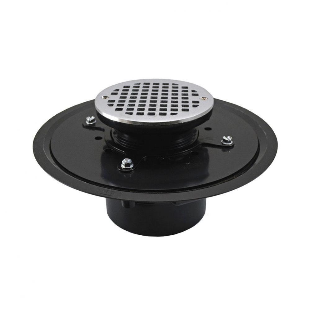 4'' Heavy Duty ABS Drain Base with 3-1/2'' Plastic Spud and 5'' Chro