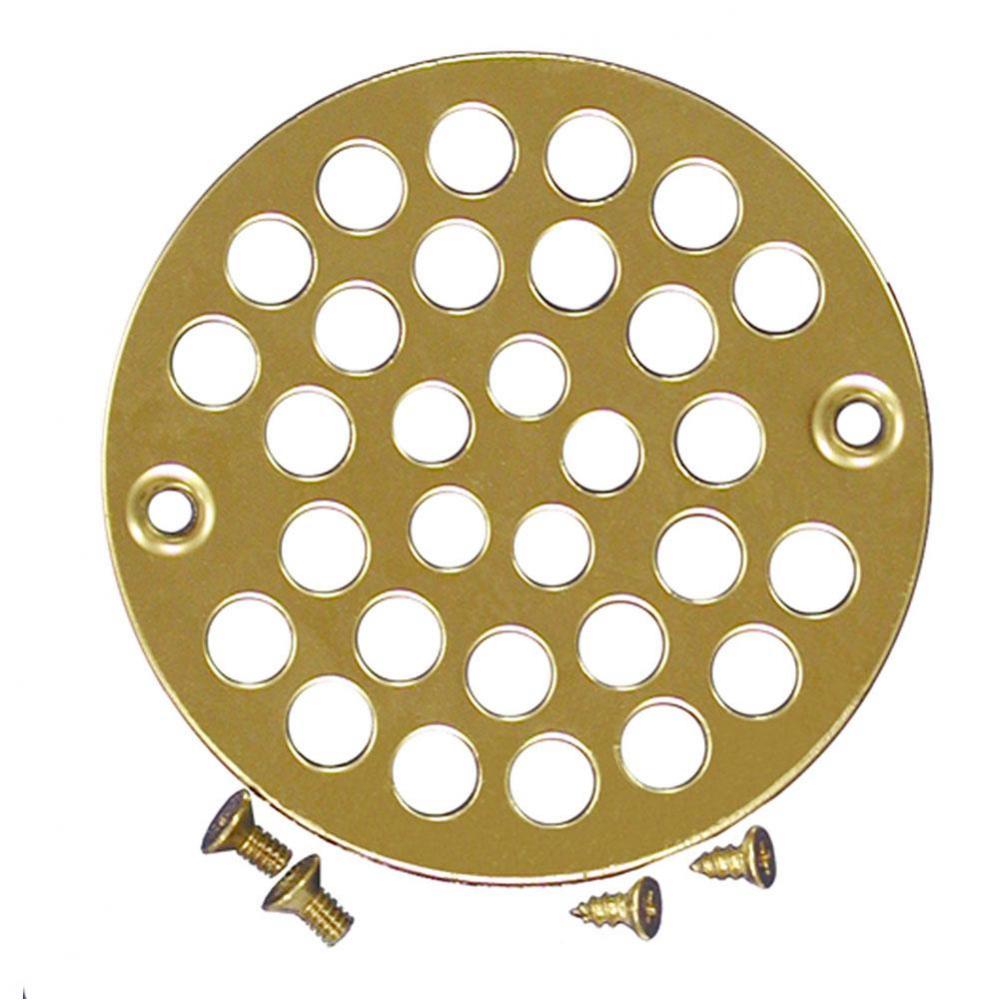 4'' Polished Brass Round Shower Drain Strainer