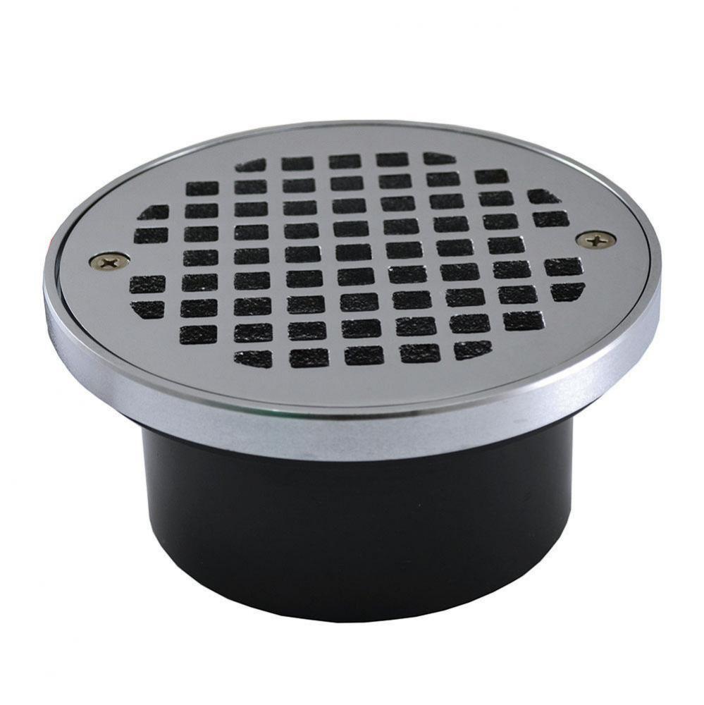 3'' x 4'' General Purpose ABS Drain with 5'' Chrome Plated Round Str