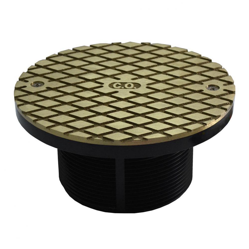 3-1/2'' ABS Cleanout Spud with 6'' Nickel Bronze Round Cover