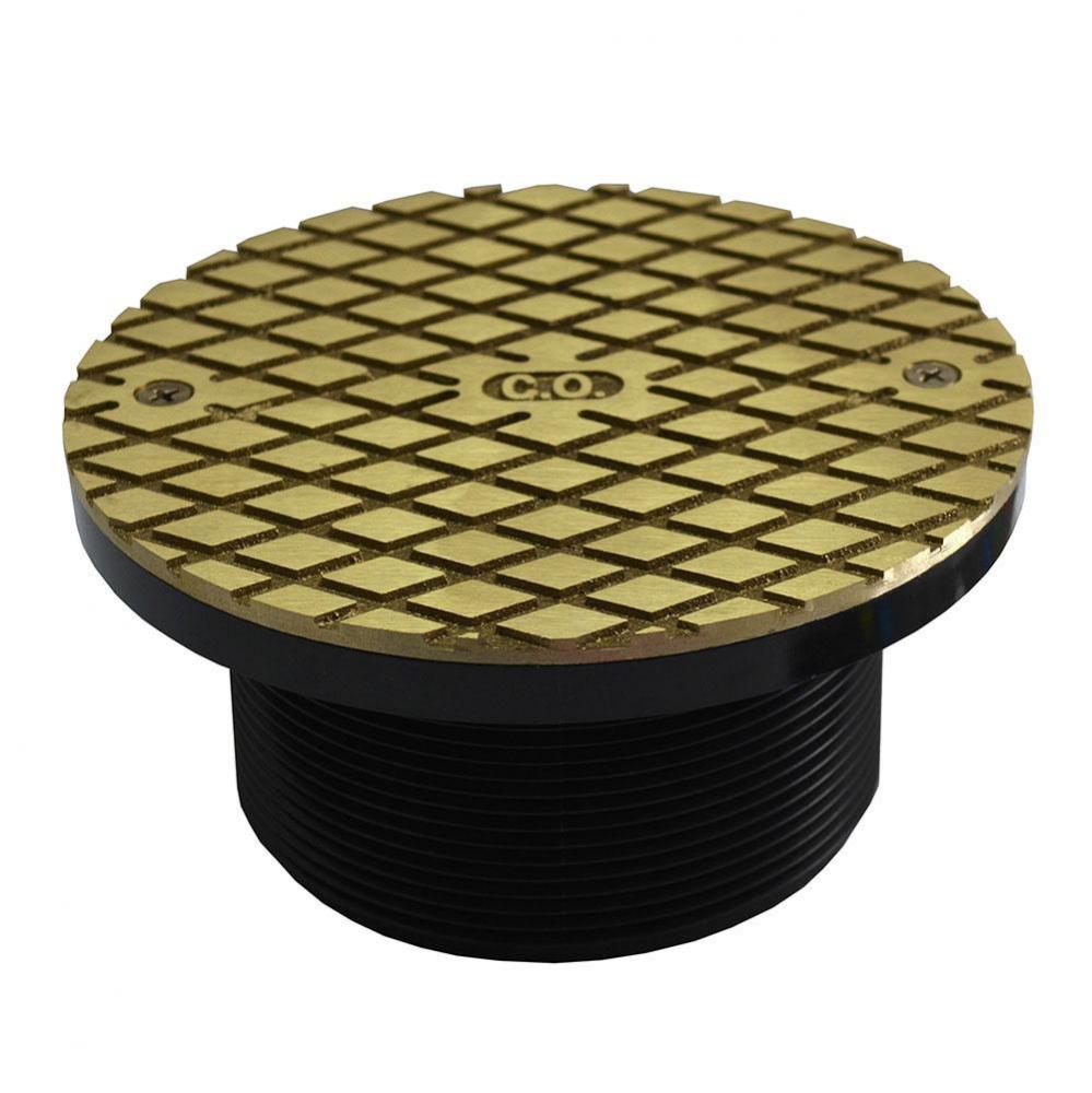 4'' ABS Cleanout Spud with 6'' Polished Brass Round Cover