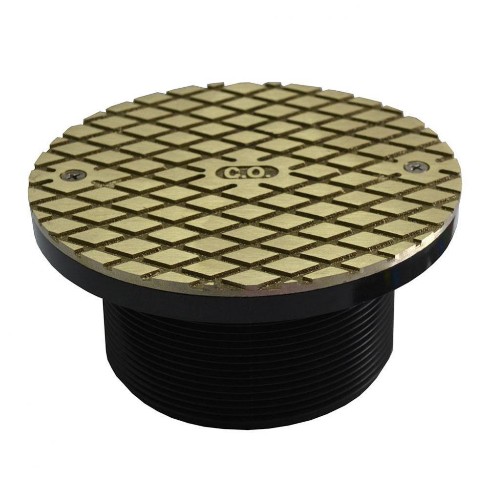 4'' ABS Cleanout Spud with 6'' Nickel Bronze Round Cover