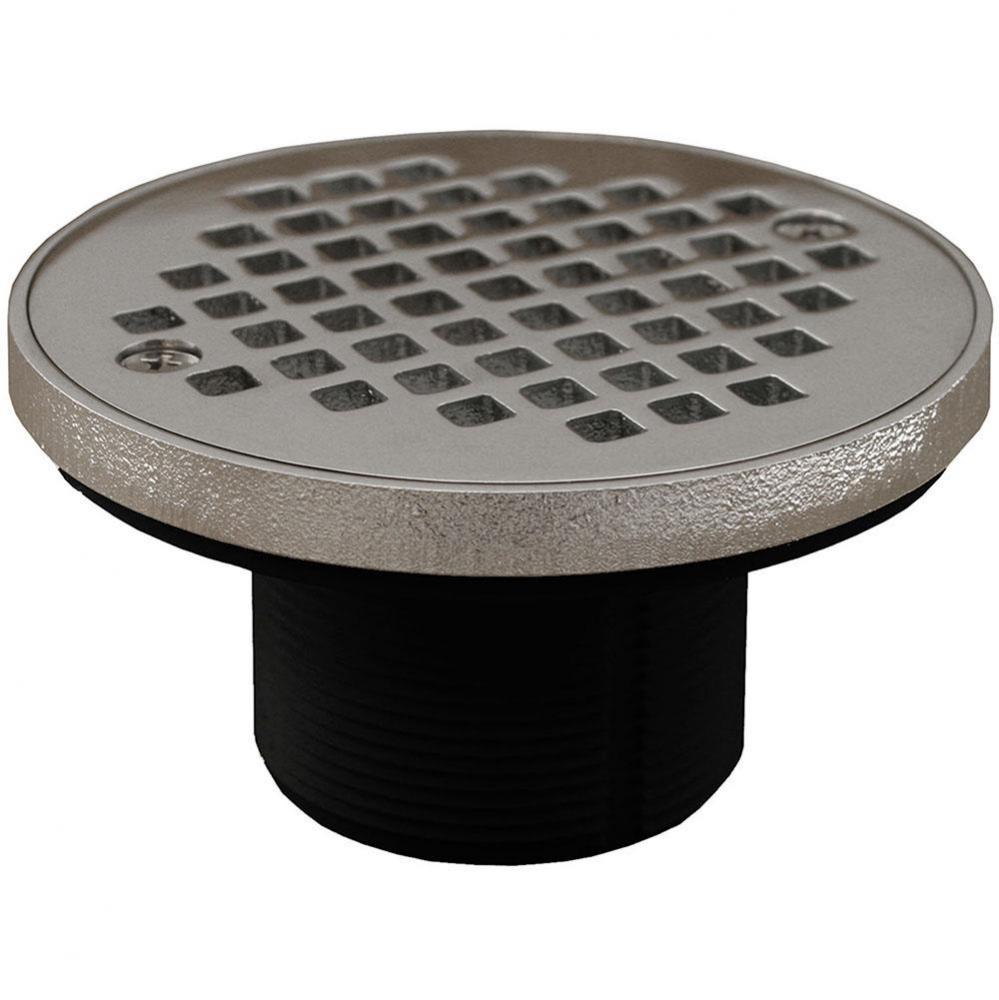 2'' ABS IPS Plastic Spud with 4'' Chrome Plated Round Strainer with Ring