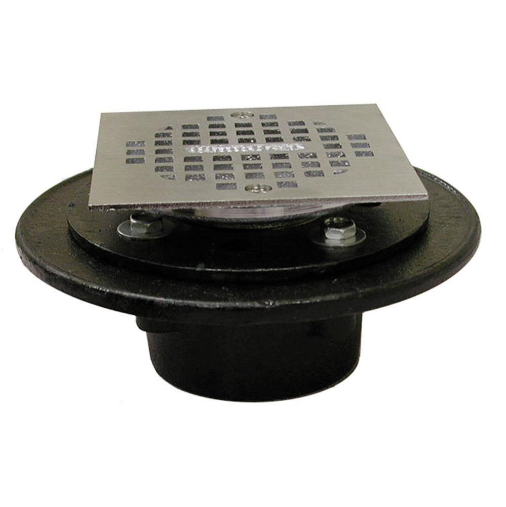 2'' FIP Shower/Floor Drain with 6-1/2'' Pan and 4'' Chrome Plated Ca