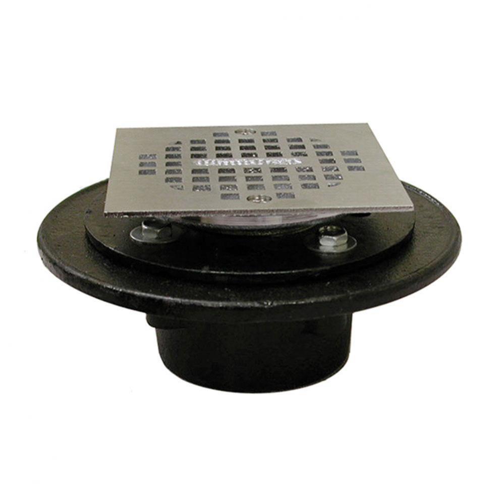 2'' Inside Caulk Push On Shower/Floor Drain with 6-1/2'' Pan and 4''