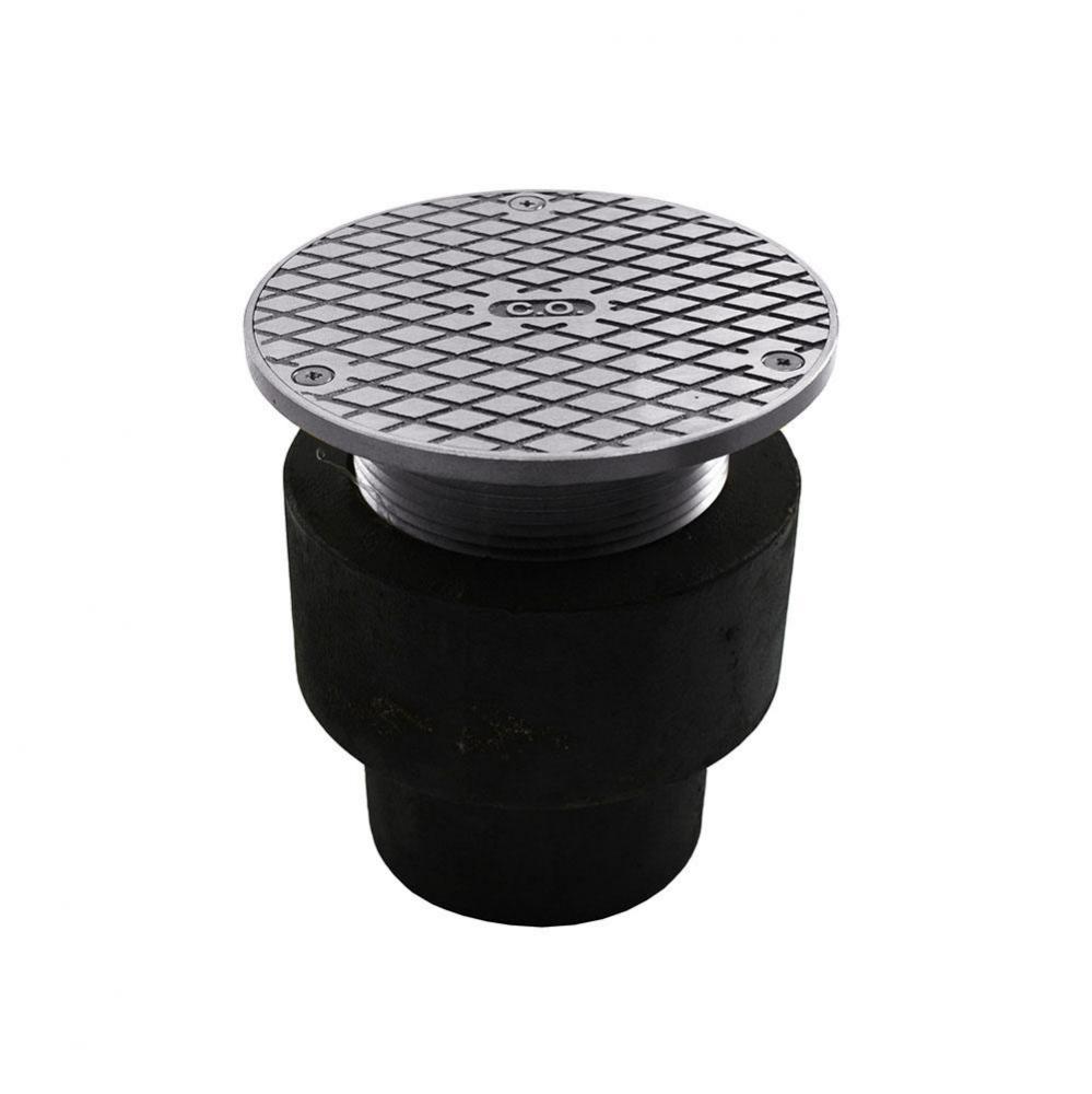 3'' No Hub Adjustable Cleanout with 5'' Polished Brass Cover - 4-7/8'&apo