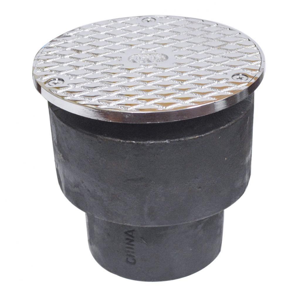 3'' No Hub Adjustable Cleanout with 5'' Chrome Plated Cover - 4-7/8'&apos