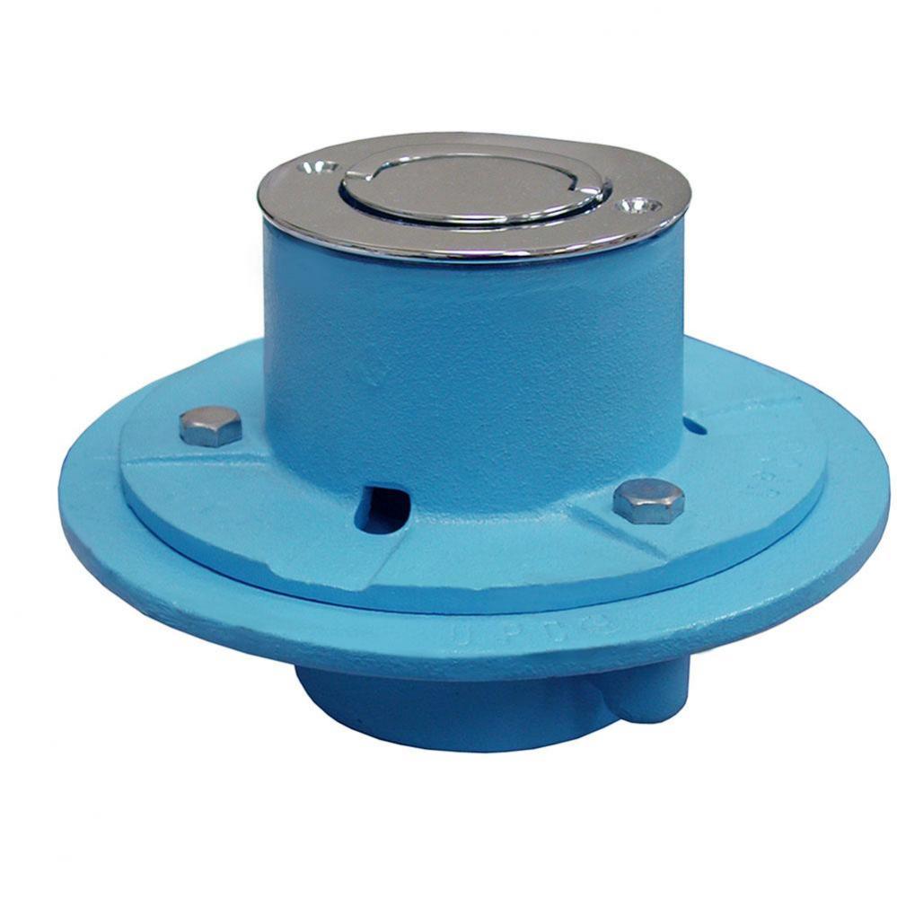 2'' No Caulk Code Blue Roman Tub Drain with 6'' Base and Polished Brass Strain