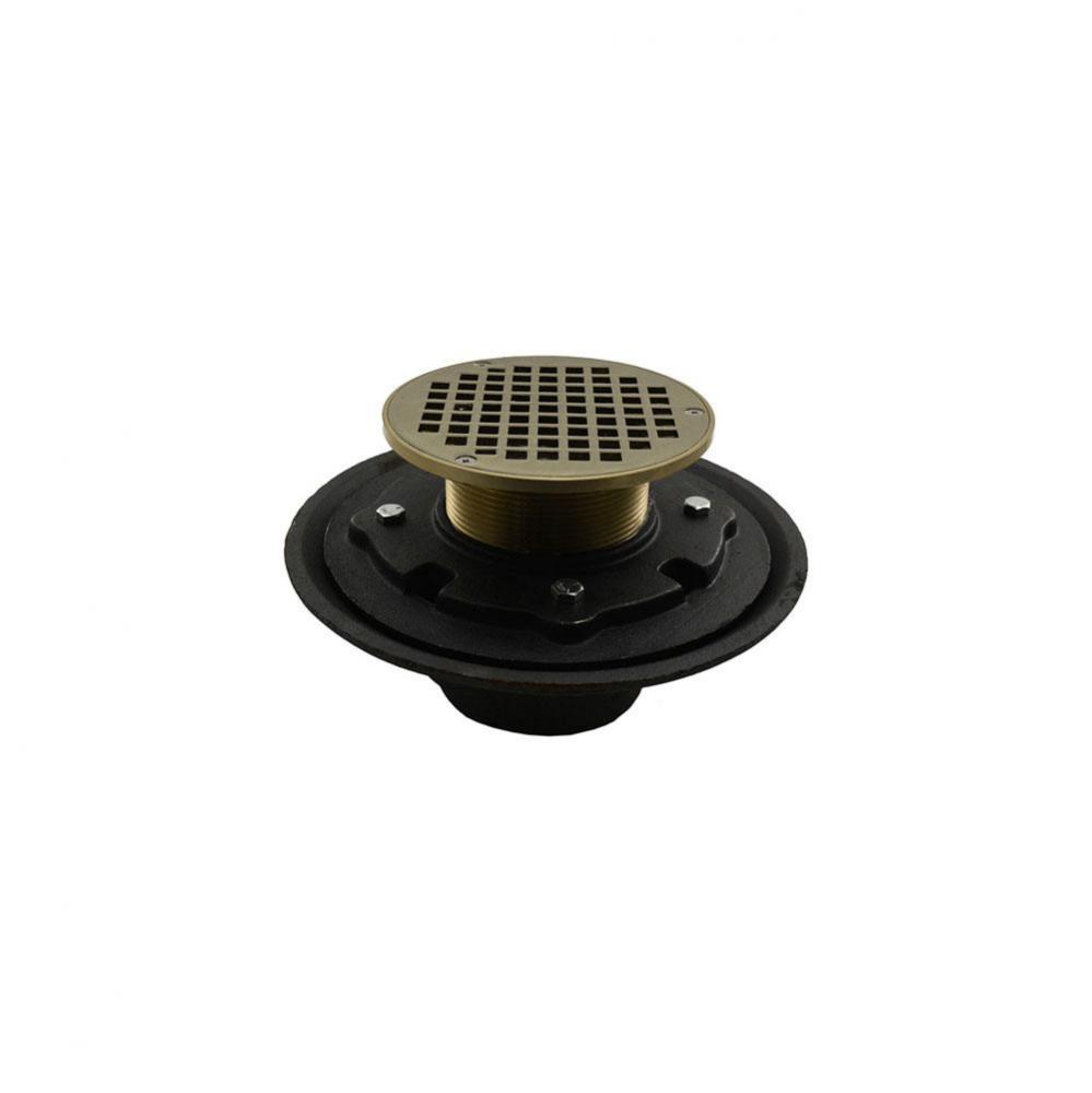 4'' Heavy Duty No Hub Floor Drain/Shower Drain with 10'' Pan and 6''