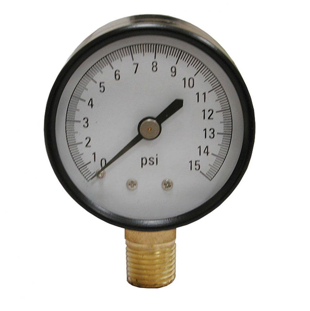 15 PSI Pressure Gauge, 2'' Face