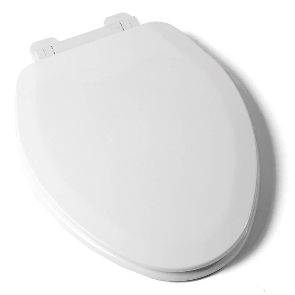 Deluxe Molded Wood Seat, White, Elongated Closed Front with Cover and Slow-Close Adjustable QuicKl