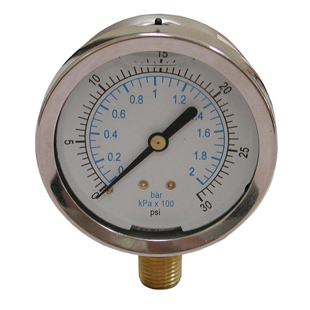 60 PSI Liquid Filled Pressure Gauge, 2-1/2'' Face