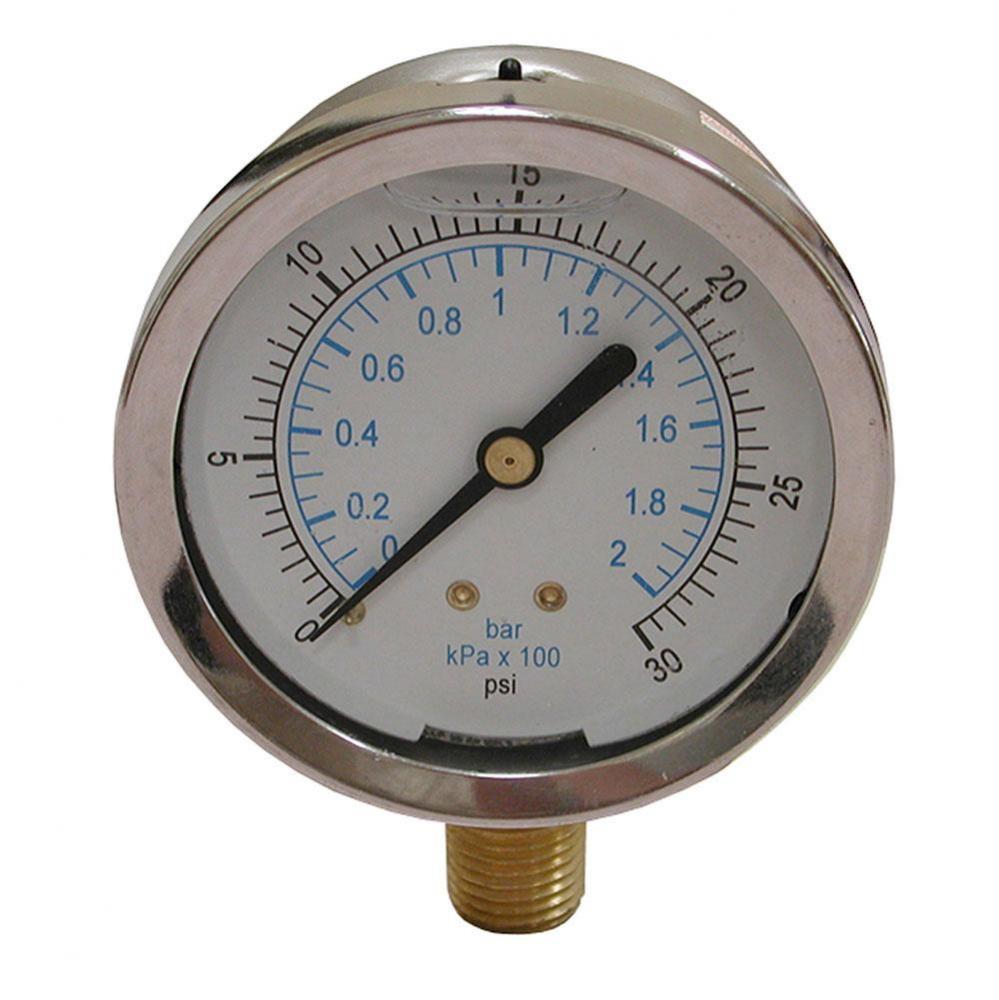 100 PSI Liquid Filled Pressure Gauge, 2-1/2'' Face