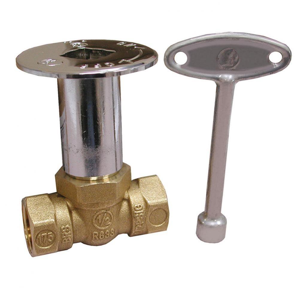 Chrome Plated Straight Ball Valve 1/4 Turn Log Lighter Valve