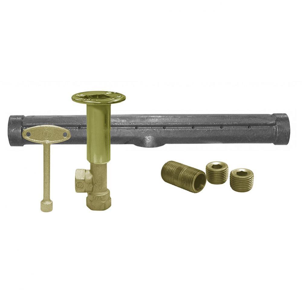 Polished Brass Angle Log Lighter Valve with T-Burner for Natural Gas