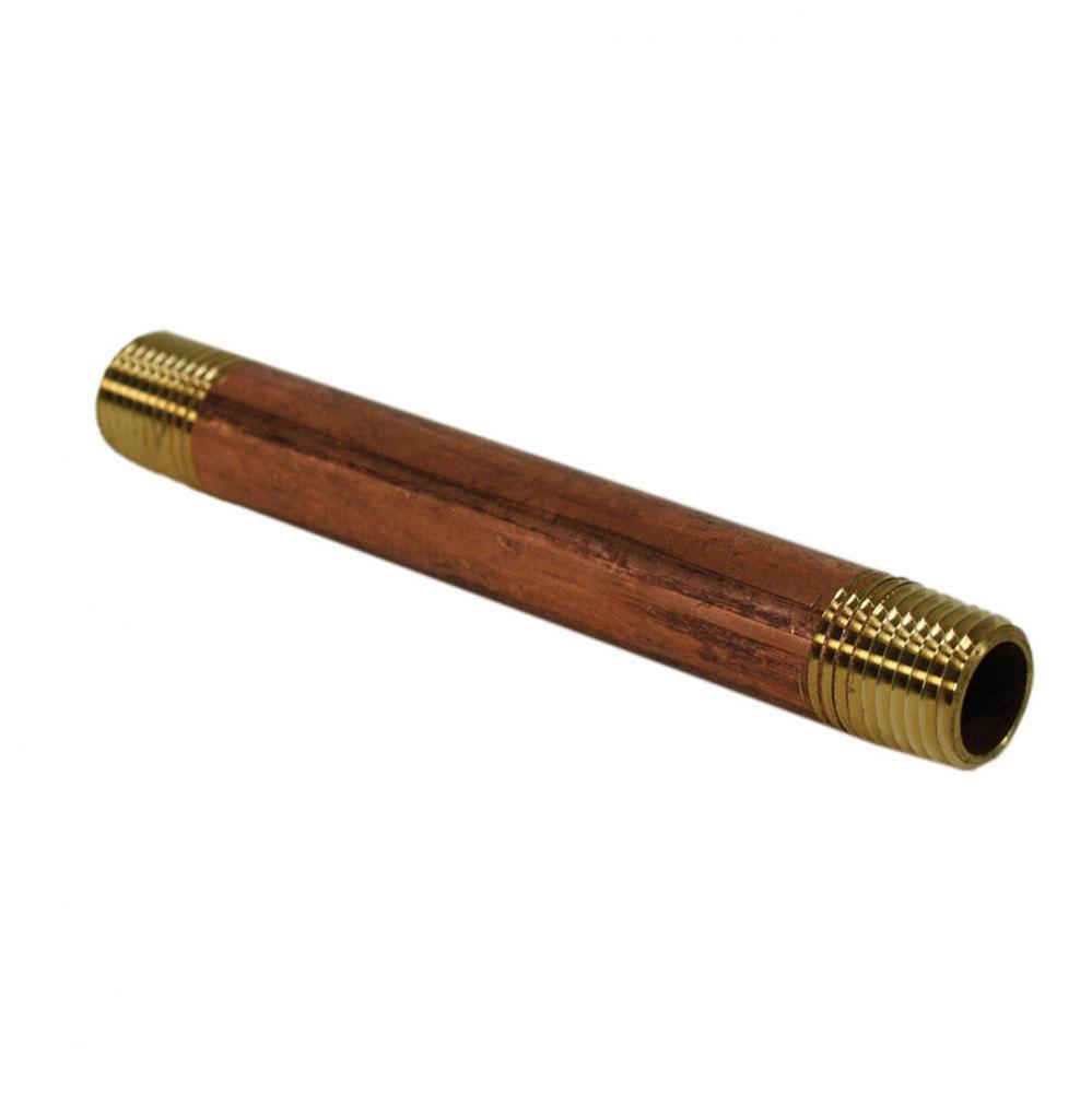 1/4'' x 4'' Red Brass Pipe Nipple, Lead Free