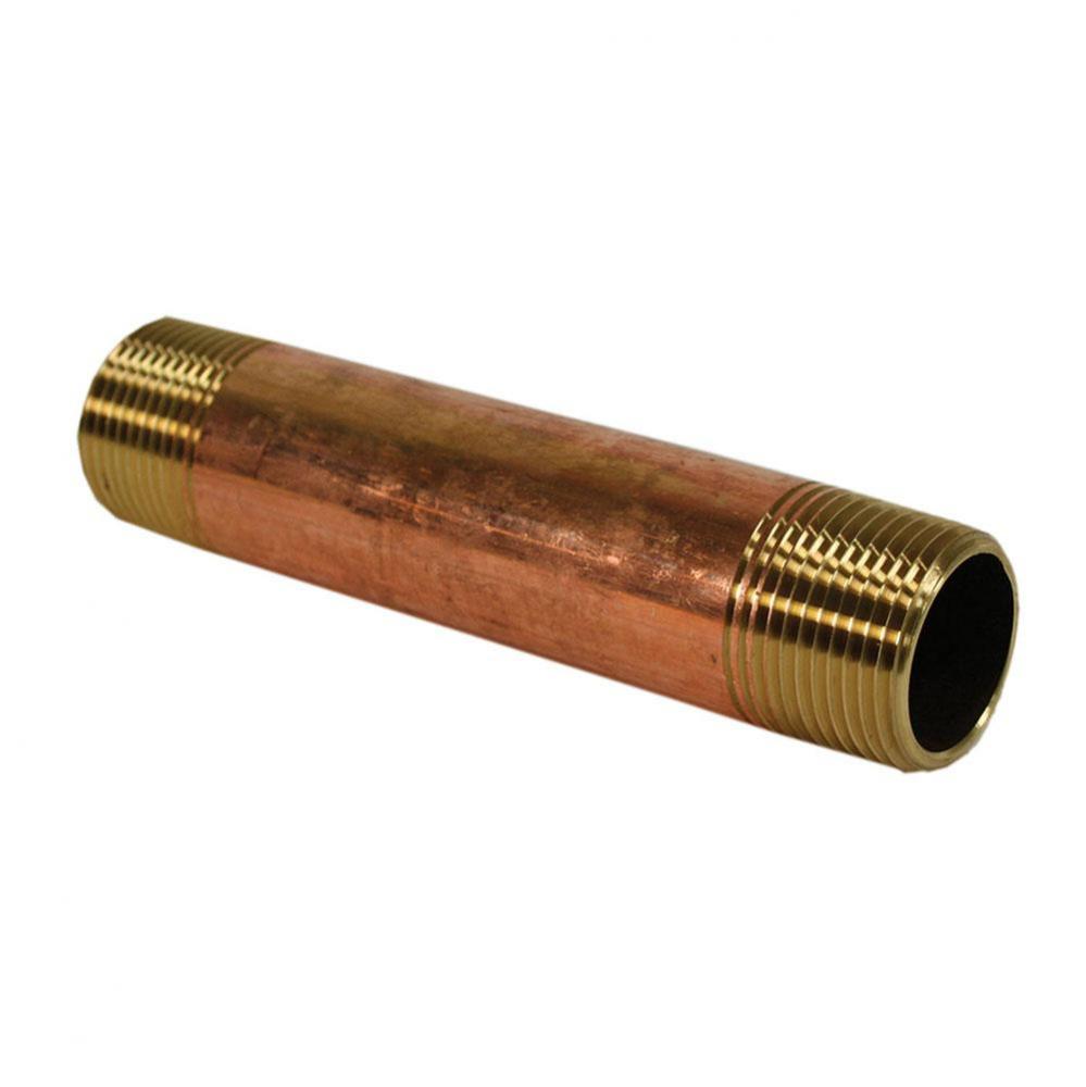 1'' x 2-1/2'' Red Brass Pipe Nipple, Lead Free
