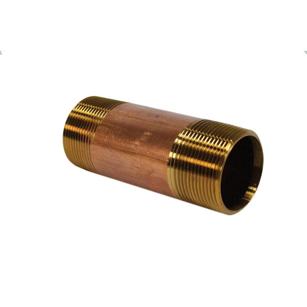 1-1/2'' x 2'' Red Brass Pipe Nipple, Lead Free