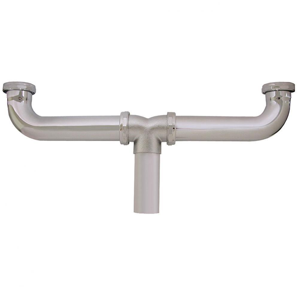 1-1/2'' x 16'' Chrome Plated Brass Slip Joint Center Outlet Waste 22 Gauge