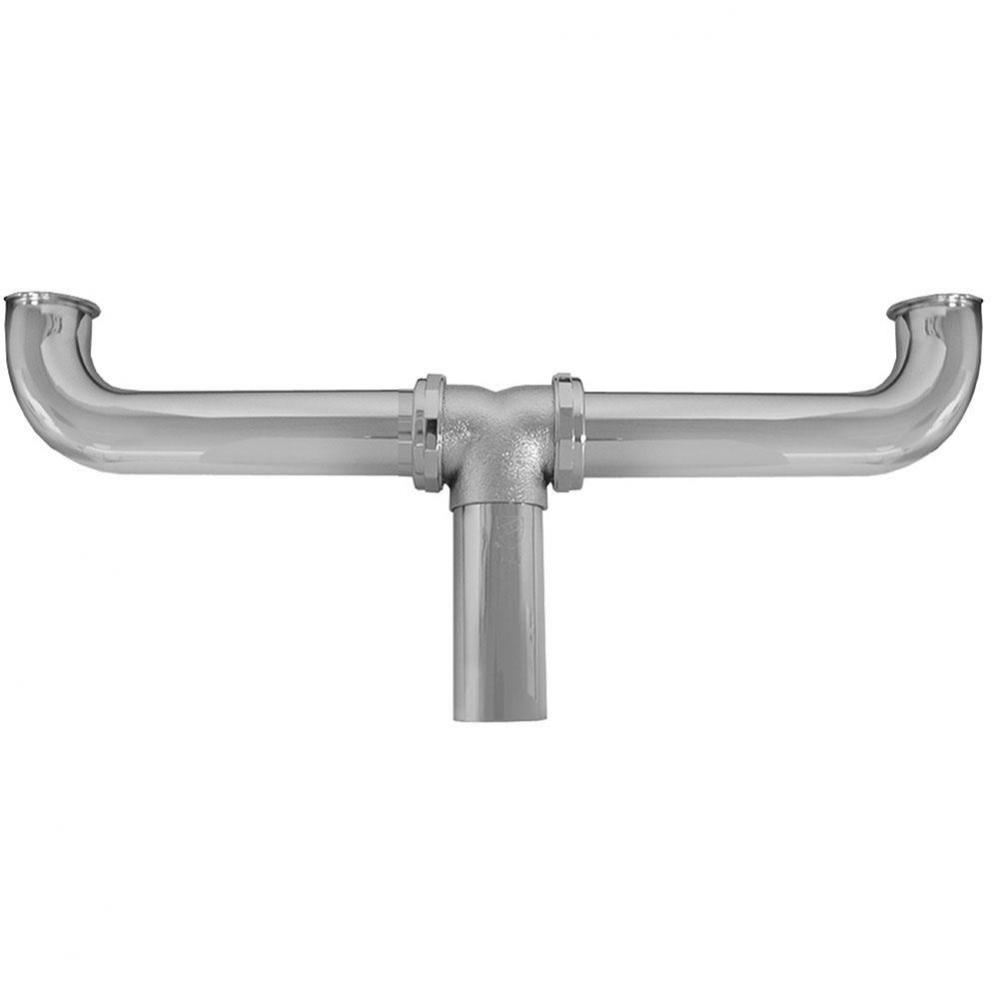 1-1/2'' x 16'' Chrome Plated Brass Direct Connection Center Outlet Waste 22 Ga