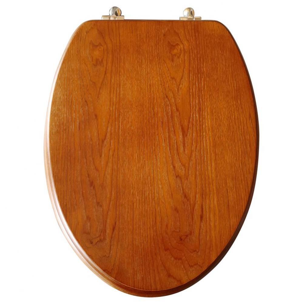 Decorative Wood Seat, Dark Brown Finish, Brushed Nickel Metal Hinge, Elongated Closed Front with C