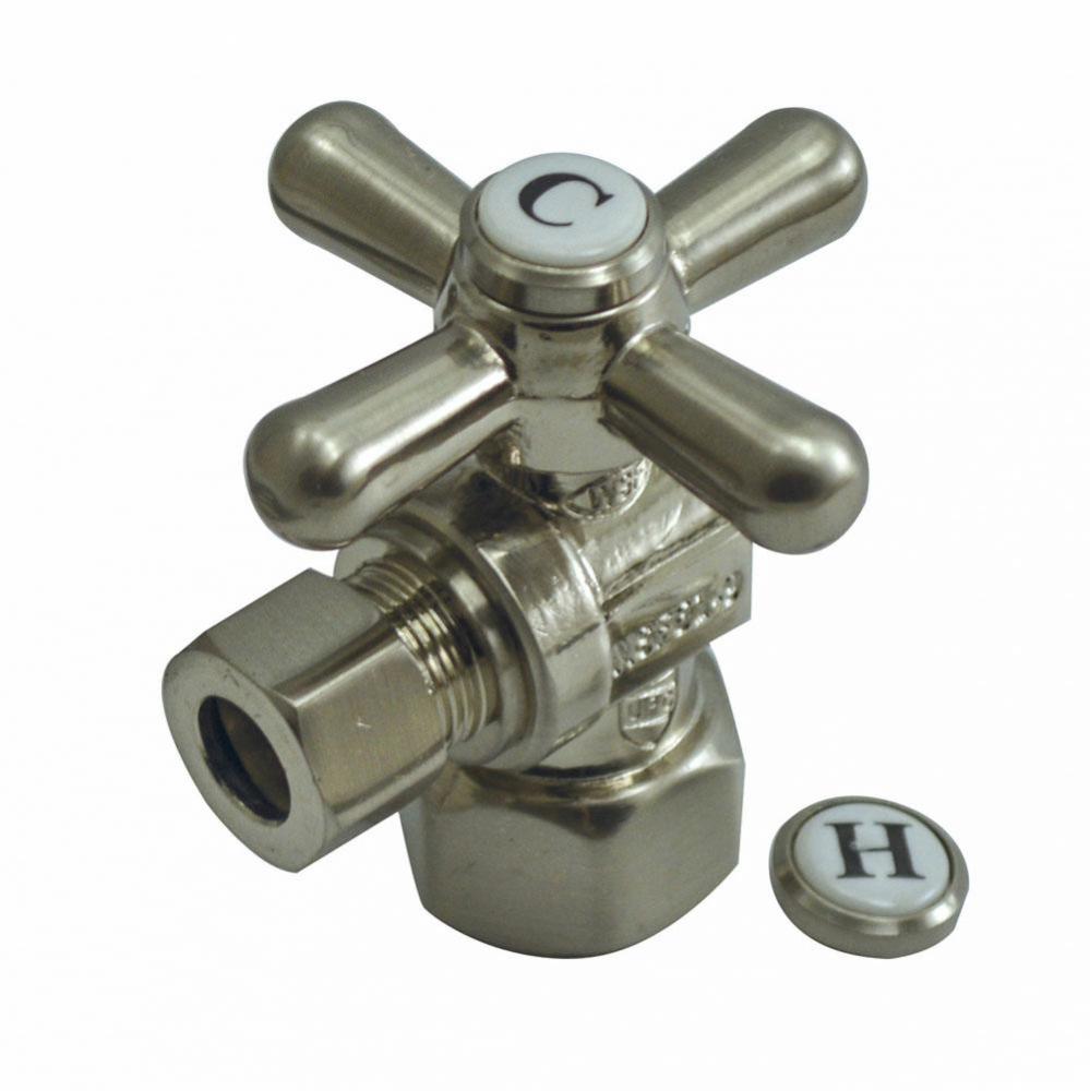 Brushed Nickel Quarter Turn Angle Stop 1/2'' FIP x 3/8'' OD