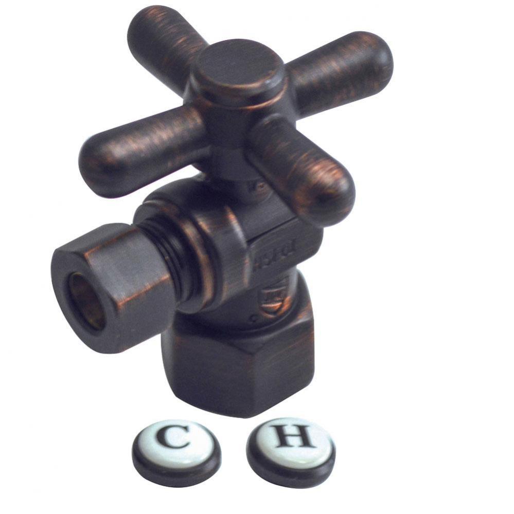 Old World Bronze Quarter Turn Angle Stop 1/2'' FIP x 3/8'' OD