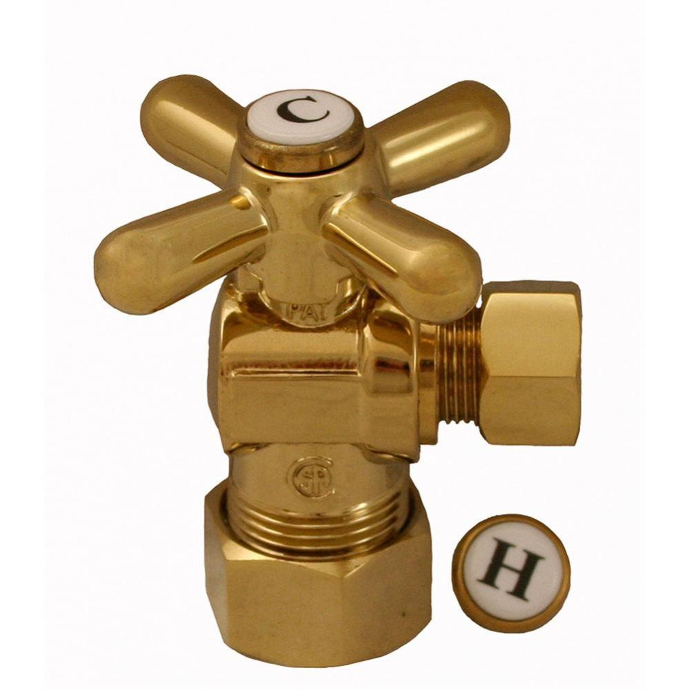 Polished Brass PVD Quarter Turn Angle Stop 5/8'' OD x 3/8'' OD