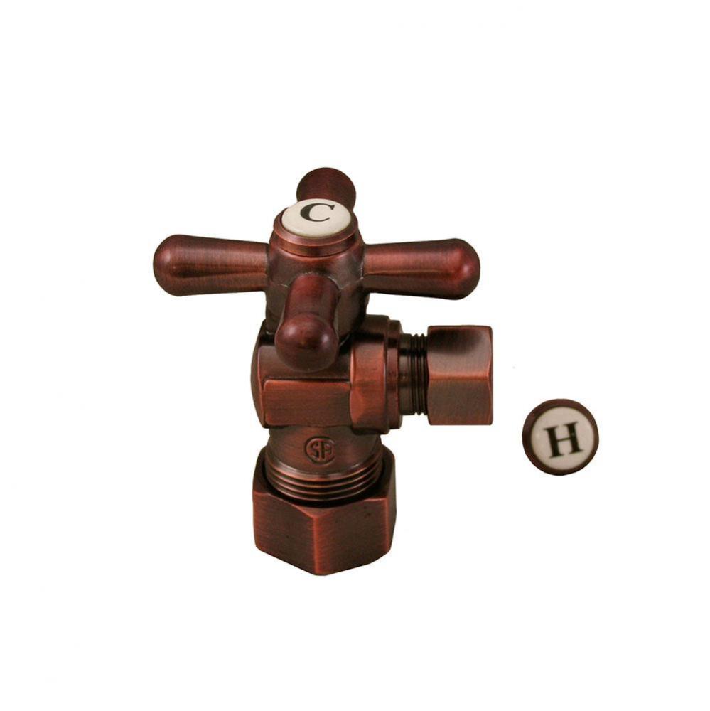 Old World Bronze Quarter Turn Angle Stop 5/8'' OD x 3/8'' OD