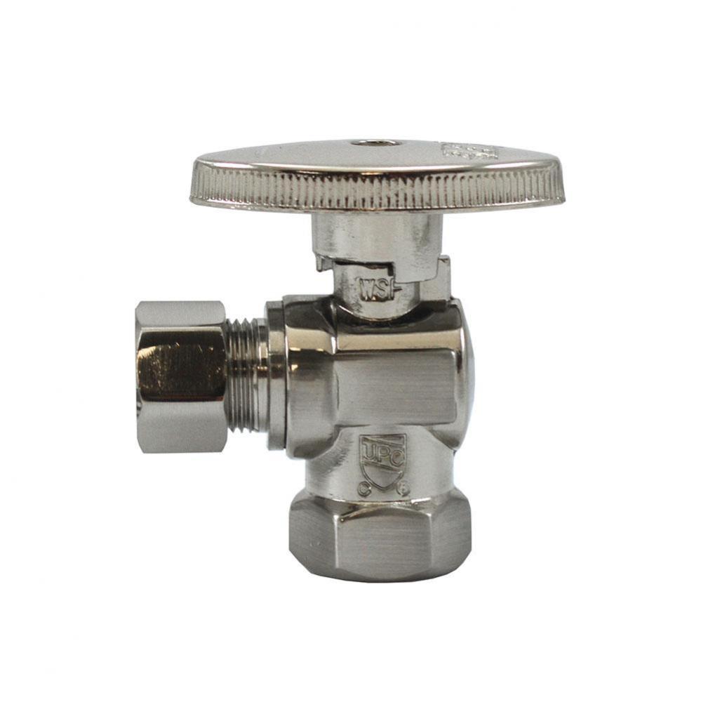 Brushed Nickel Compression Angle Stop 3/8'' OD x 3/8 OD