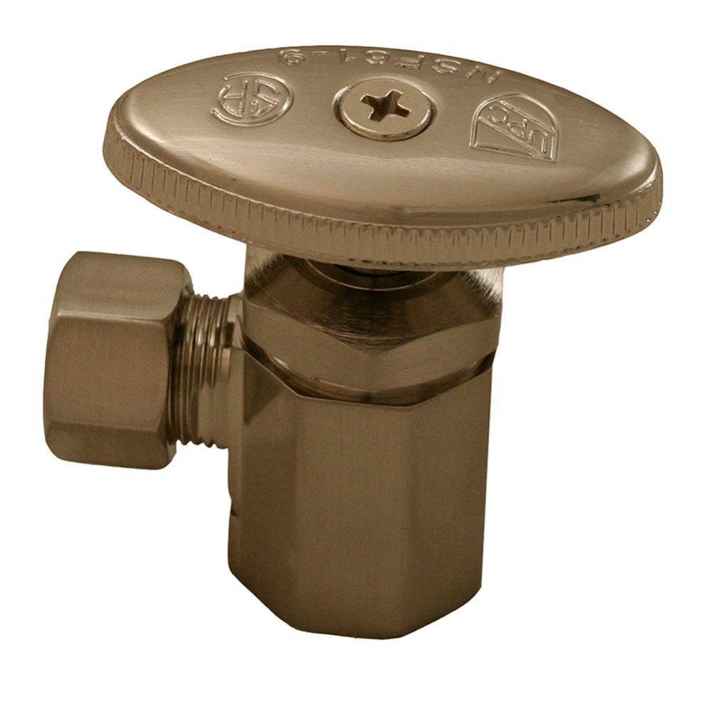 Brushed Nickel Compression Angle Stop 1/2'' FIP x 3/8'' Comp.