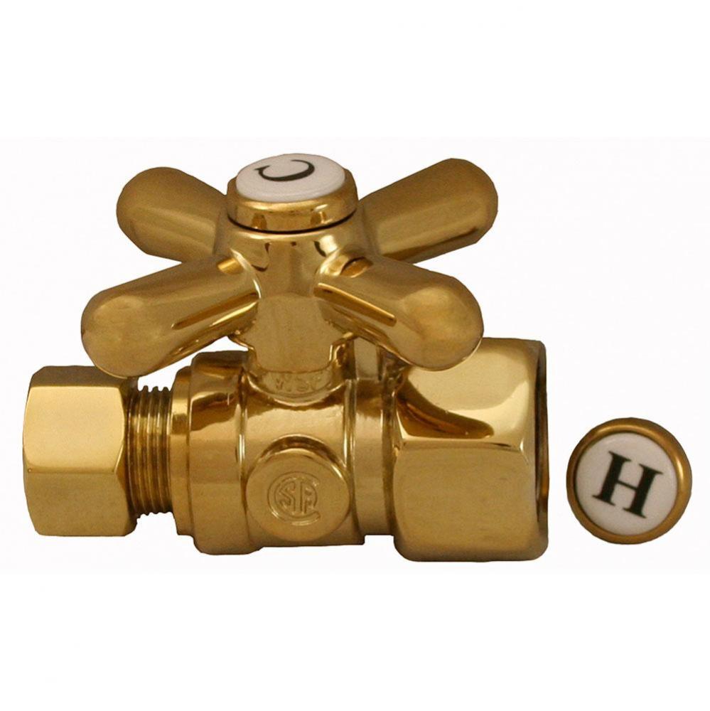 Polished Brass PVD Quarter Turn Straight Stop 1/2'' FIP x 3/8'' OD