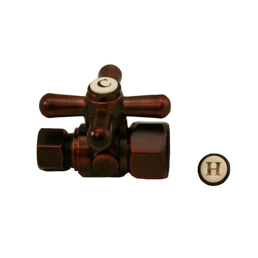 Old World Bronze Quarter Turn Straight Stop 1/2'' FIP x 3/8'' OD