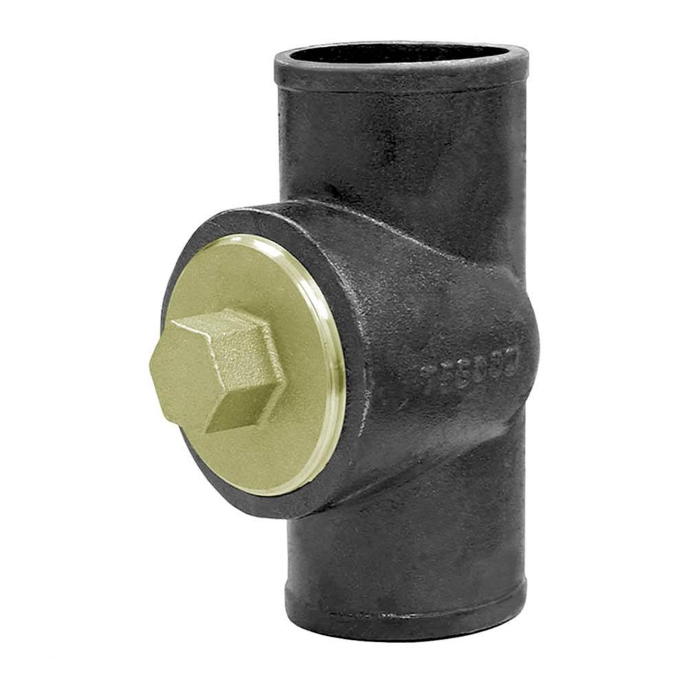 2'' x 2'' No Hub Test Tee with Heavy Plug - 10-3/8'' Length