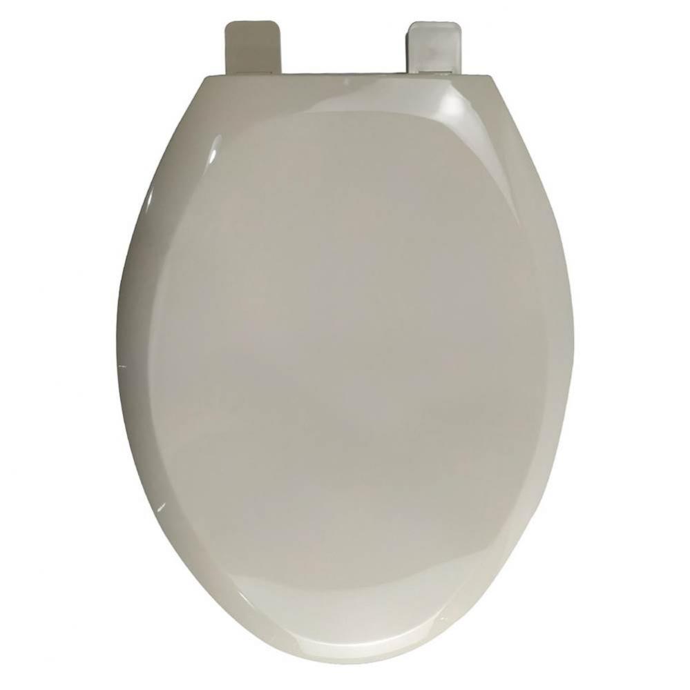 Slow-Close Premium Plastic Seat, Bone, Elongated Closed Front with Cover with Adjustable QuicKlean