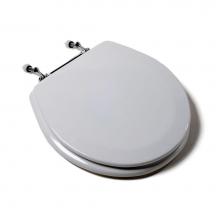 Jones Stephens C013WD00CH - Deluxe Molded Wood Seat, White, Chrome Hinge, Round Closed Front with Cover