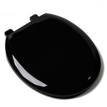 Jones Stephens C1606S90 - Slow-Close Premium Plastic Seat, Black, Round Closed Front with Cover