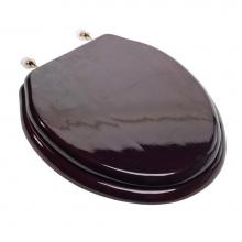 Jones Stephens C2B1E16BR - Designer Wood Seat with Piano Finish, Mahogany Finish, Brass Hinge, Elongated Closed Front with Co