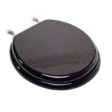 Jones Stephens C2B1R19BN - Designer Wood Seat with Piano Finish, Walnut Finish, Brushed Nickel Hinge, Round Closed Front with