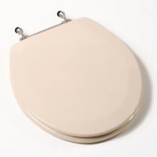 Jones Stephens C3B4R201BN - Deluxe Molded Wood Seat, Bone, Brushed Nickel Hinge, Round Closed Front with Cover