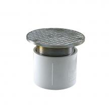 Jones Stephens C60088 - 3'' PVC Over Pipe Fit Base Cleanout with 3'' Metal Spud and 5'' Chro
