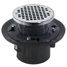 Jones Stephens D49235 - 4'' Heavy Duty PVC Drain Base with 3-1/2'' Plastic Spud and 5'' Chro