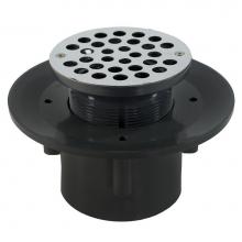 Jones Stephens D49323 - 2'' x 3'' Heavy Duty PVC Slab Drain Base with 3-1/2'' Plastic Spud a