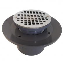 Jones Stephens D49587 - 4'' Heavy Duty PVC Slab Drain Base with 4'' Plastic Spud and 6'' Chr