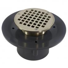 Jones Stephens D49597 - 4'' Heavy Duty PVC Slab Drain Base with 4'' Metal Spud and 5'' Nicke