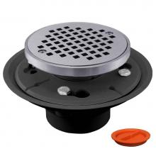 Jones Stephens D50010TP - 2'' x 3'' PVC Shower Drain/Floor Drain with 4'' Chrome Plated Cast R