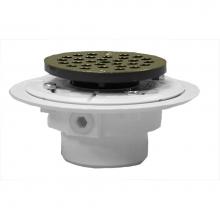 Jones Stephens D50121 - 2'' x 3'' PVC Shower Drain/Floor Drain with 4'' Polished Brass Round