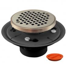 Jones Stephens D50131TP - 2'' x 3'' PVC Shower Drain/Floor Drain with 4'' Nickel Bronze Cast R