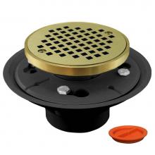 Jones Stephens D50133TP - 2'' x 3'' PVC Shower Drain/Floor Drain with 4'' Polished Brass Cast